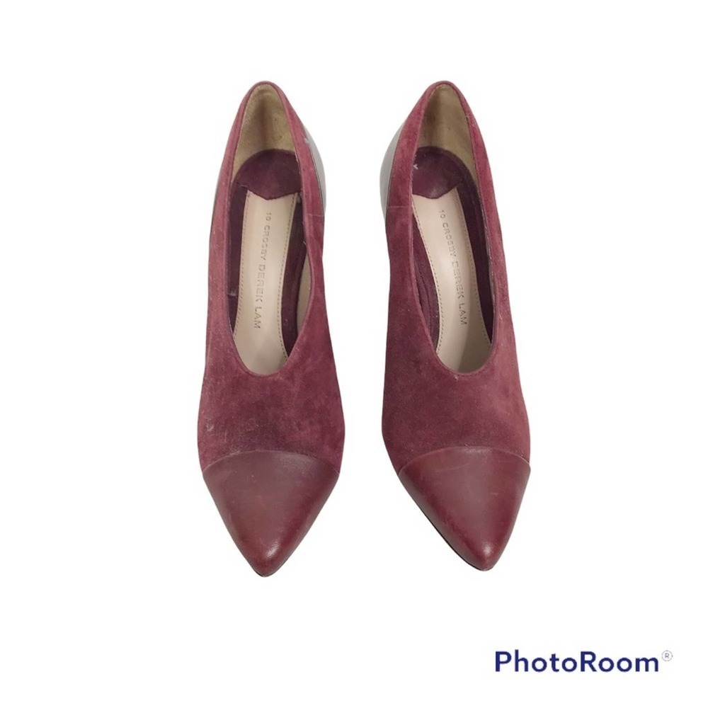 10 Crosby Derek Lam red suede and leather boots wedges size 6